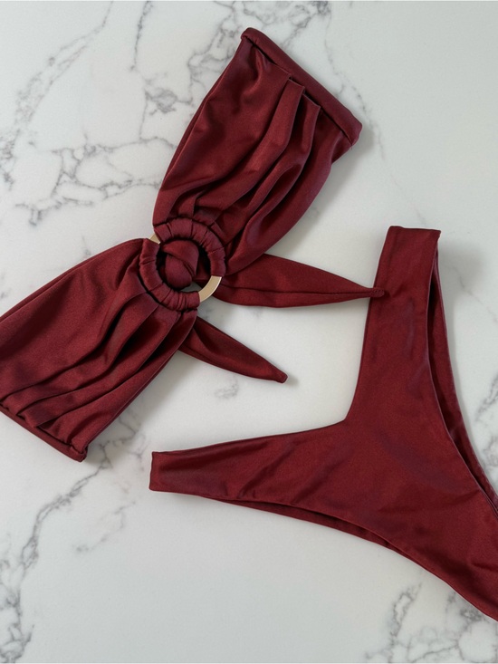 Kulani Kinis Other - Kulani Kinis Strapless Bandeau Top & Y-Cheeky Bottom - Sweet Cinnamon - Size S/M